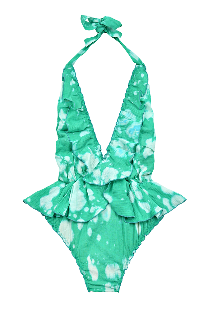 Bañador Peplum Tie Green
