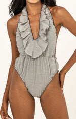 BAÑADOR VOLANTES MILRAYAS GRIS