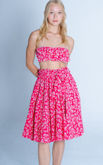 RED BANDANA FLARED SKIRT