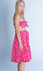 RED BANDANA FLARED SKIRT