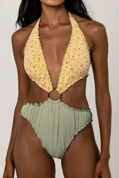 YELLOW MINIVICHY RING TRIKINI