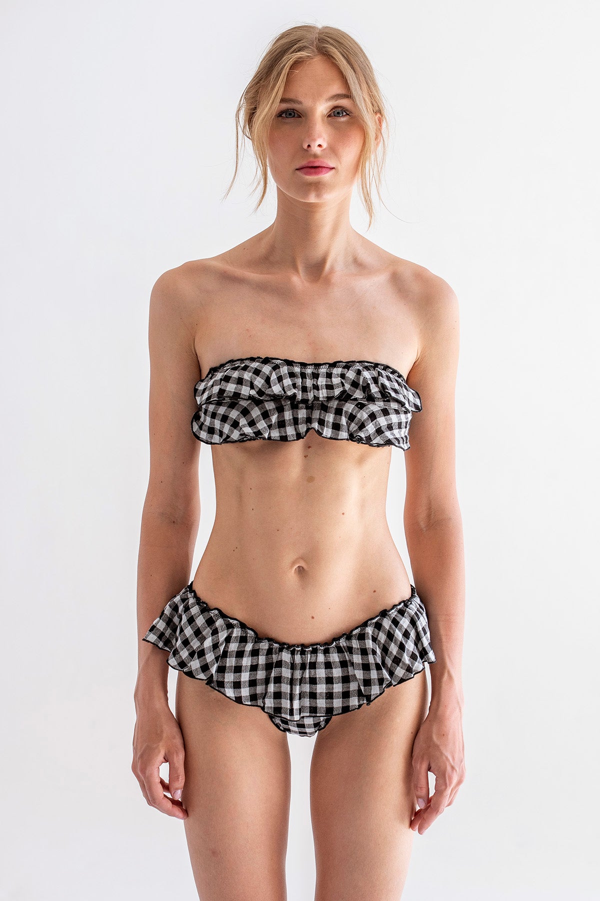 Ruffled Bambula Bandeau White