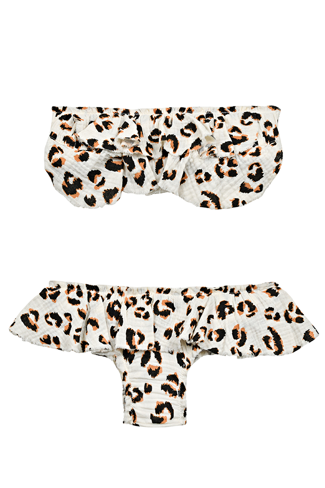 Bandeau Volantes Animal Print Ivory