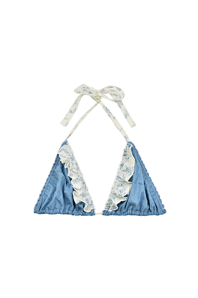 Flower Denim Triangle Bikini