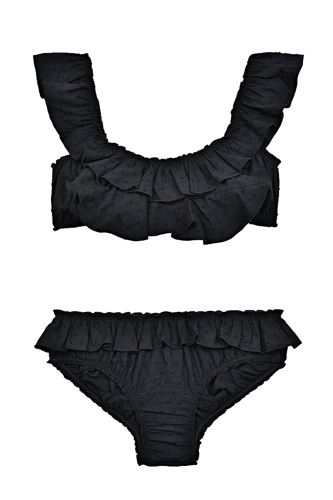 Plumetti Ruffle Sleeve Bikini Black