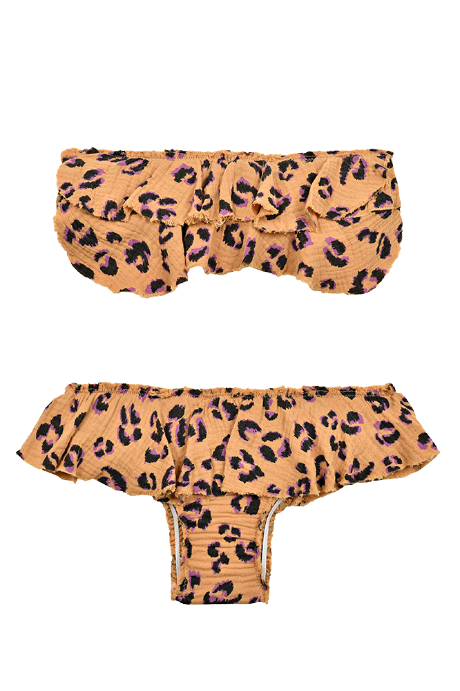 Bandeau Volantes Animal Print Sand