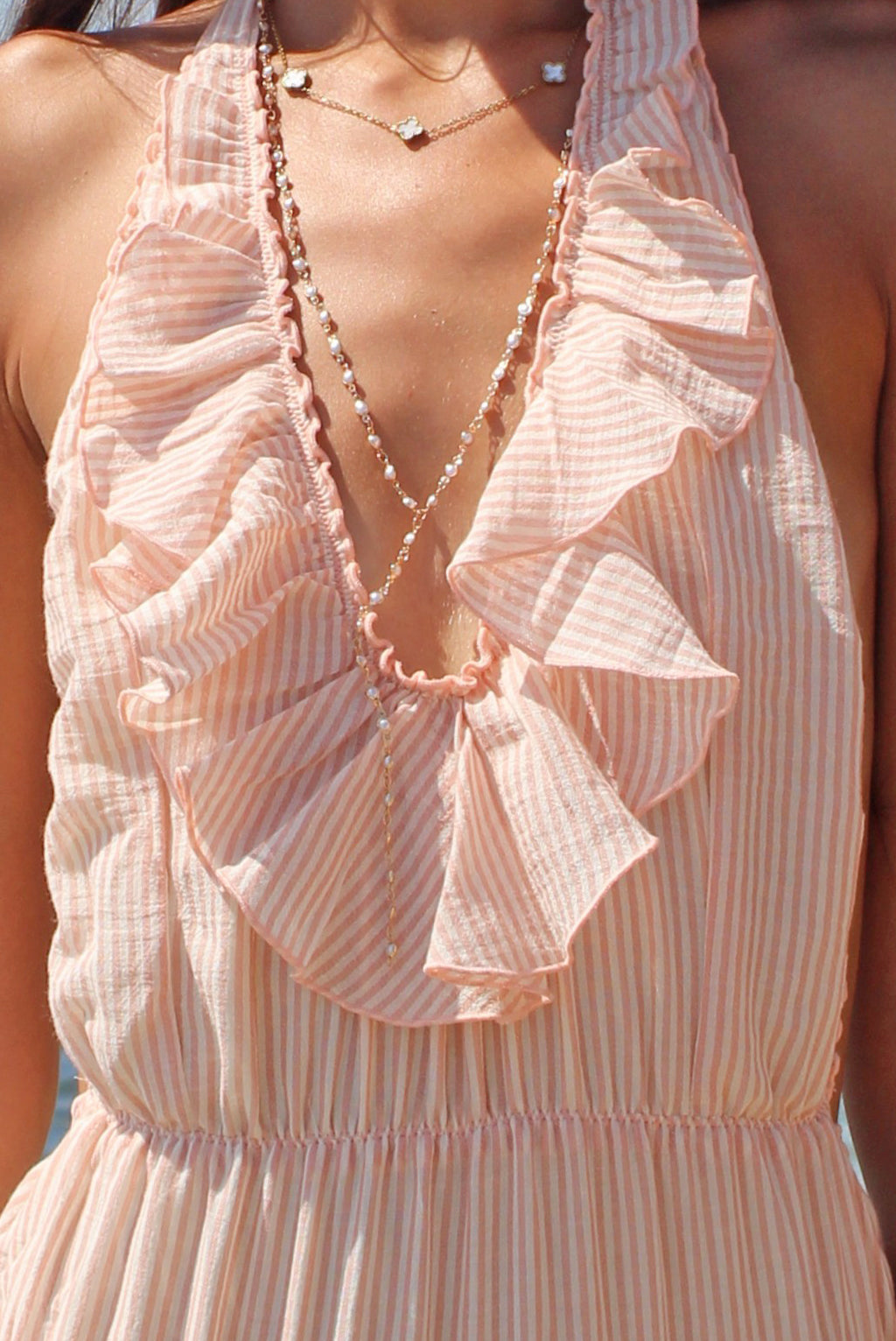 Bañador Halter Stripes Salmon