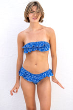 BIKINI BANDEAU VOLANTES BANDANA BLUE