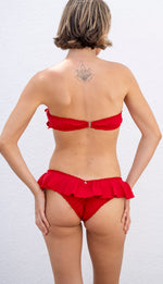 BIKINI BANDEAU VOLANTES ROJO