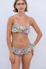 LEOPARD YELLOW RUFFLED BANDEAU BIKINI