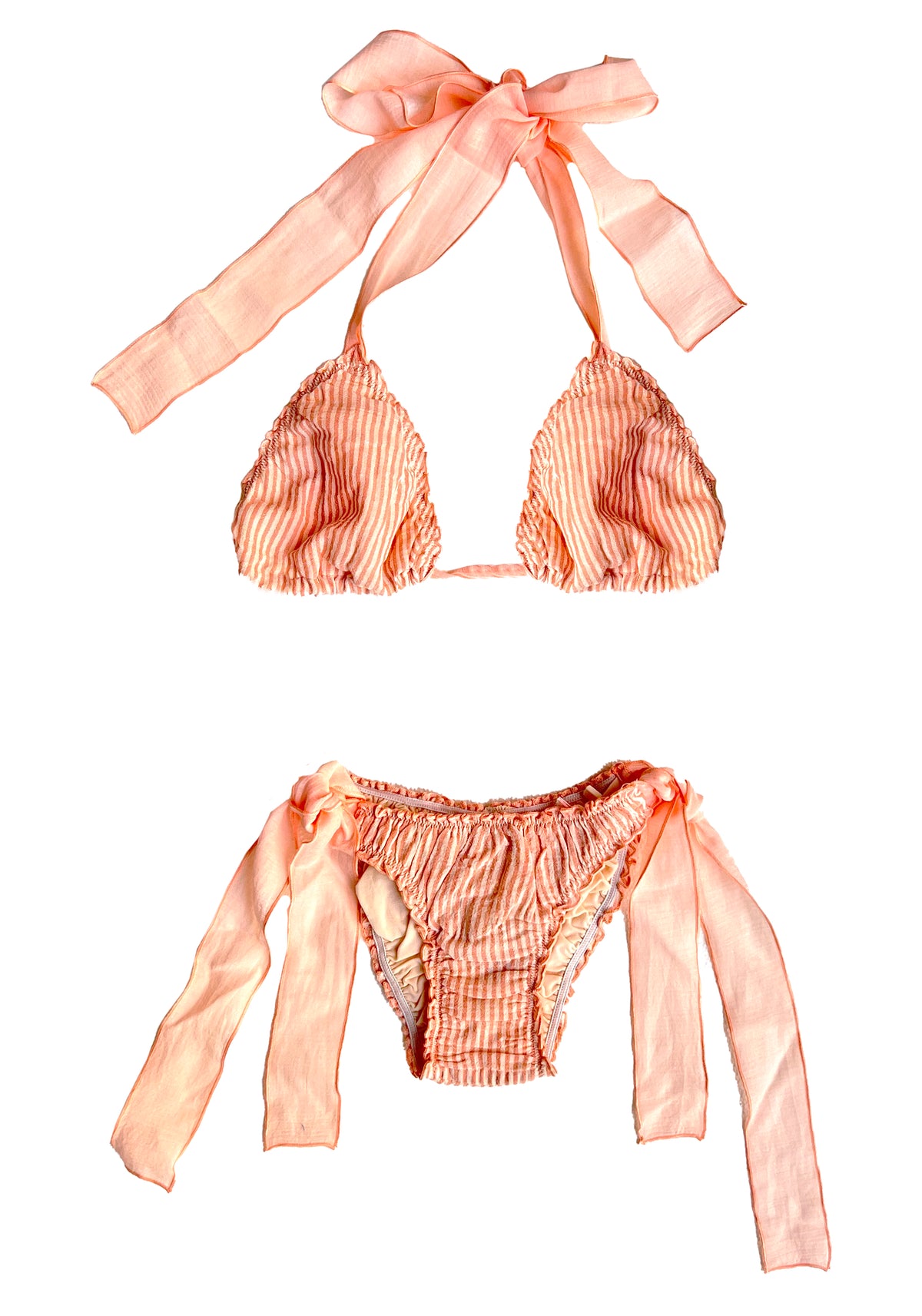 Bikini triángulo Stripes Salmon