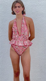 BAÑADOR PEPLUM BUTTERFLY PINK